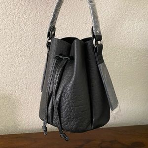 Black Real Sheep Bubble Leather Floral Flower No. 8 Bag Crossbody Satchel B7